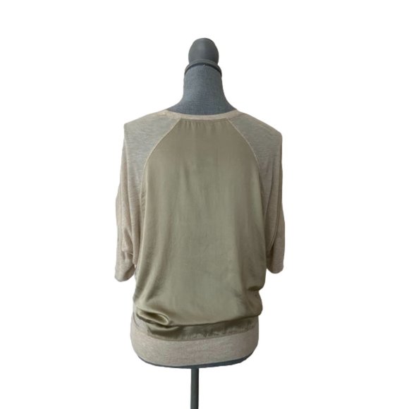 Mendocino - Heather Brand. Silk Trim Loose Fit Scoop Neck 3/4 Sleeve Blouse - Picture 3 of 9